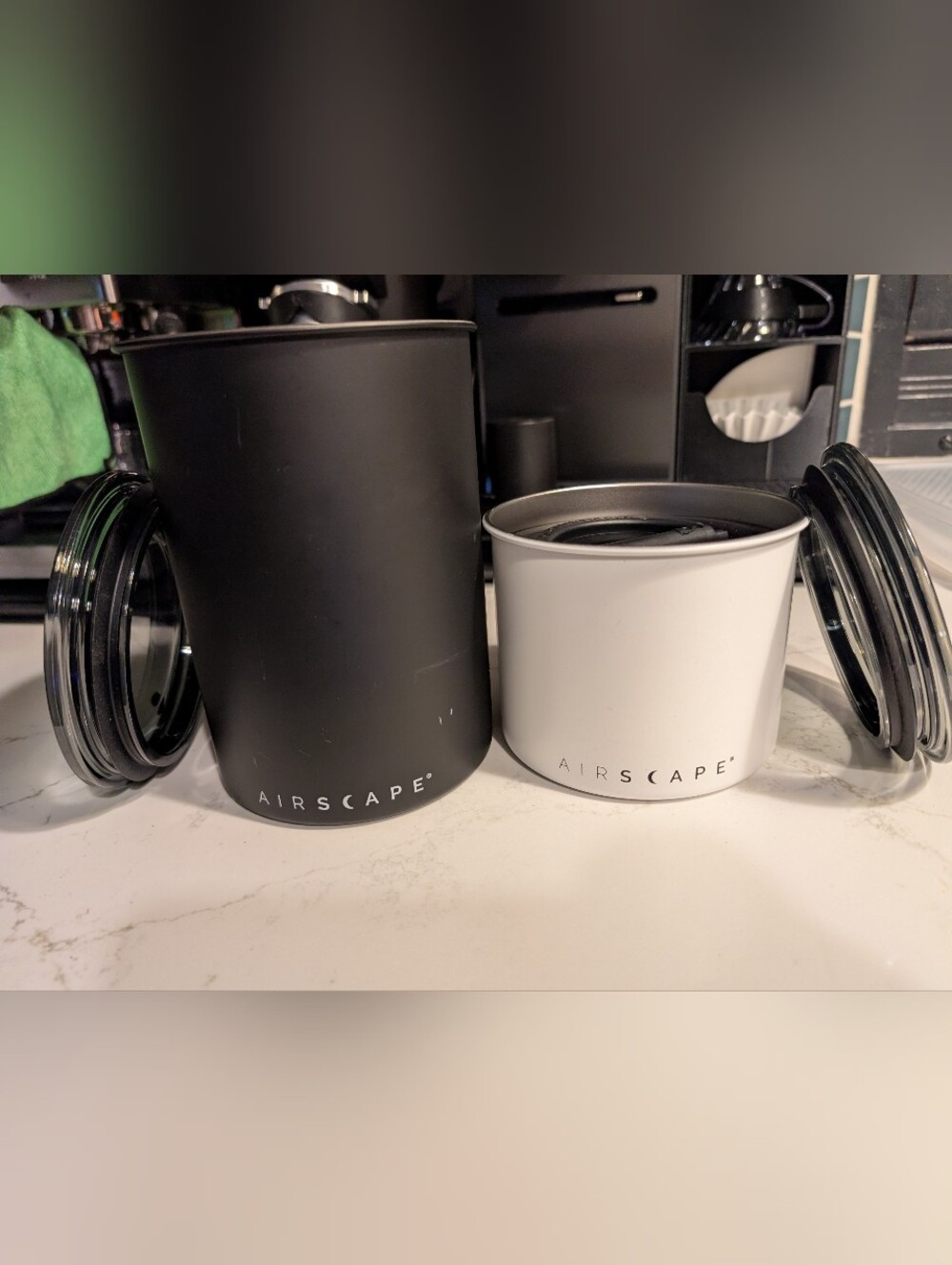 Airscape 500g (1lb) & 250g (1/2lb) airtight coffee storage canisters